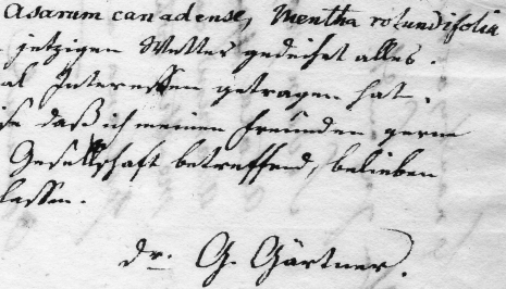Handschrift Gottfried Gärtner, Brief